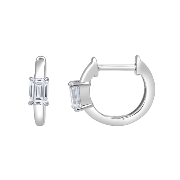 LuvMyJewelry 14K Gold Lab Grown Diamond Emerald Huggie Earrings, 1.00 Ct