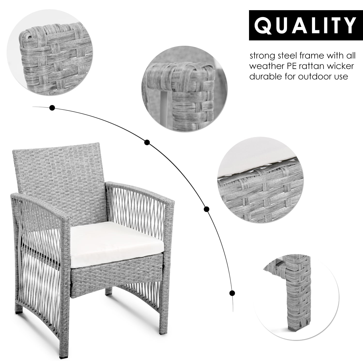 Kepooman 4 PCS Outdoor Rattan Chair & Table Set for Patio Garden, Beige Cushion Kepooman 4 PCS Outdoor Rattan Chair & Table Set for Patio Garden, Beige Cushion