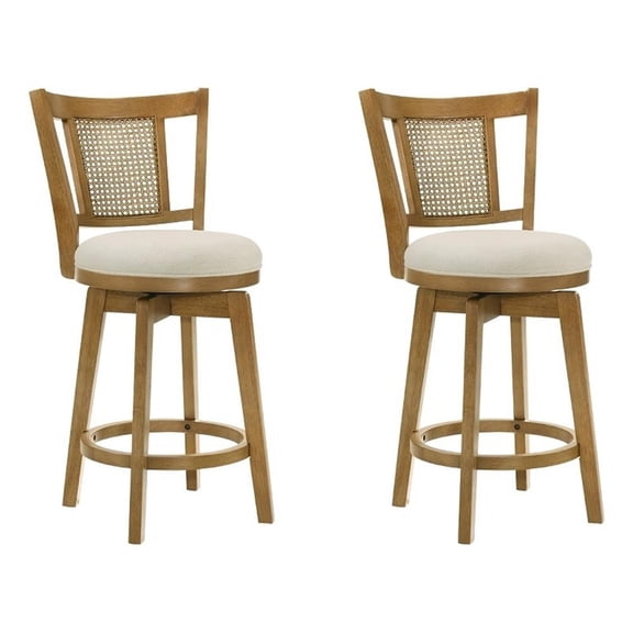 Isla 26" Amber Glow Counter Height Swivel Barstool with Ivory Seat - Set of 2