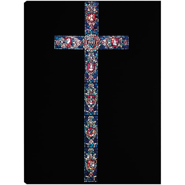 Cuadro Decorativo - Cruz de vidrieras Jr Impresión en canvas, estrechado.