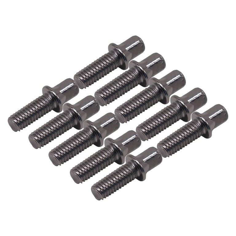 10Pcs Drum Tension Rods Durable Smooth Deep Thread Rustproof Strong Metal  Short Screws for Snare Drum, Bass Drum Accessory M6X15mm