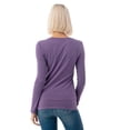 thumbnail image 3 of Simply Fashion Basic V Neck Long Sleeve T-Shirts - Stretch Cotton SpandexPURPLEGREY,MEDIUM, 3 of 5