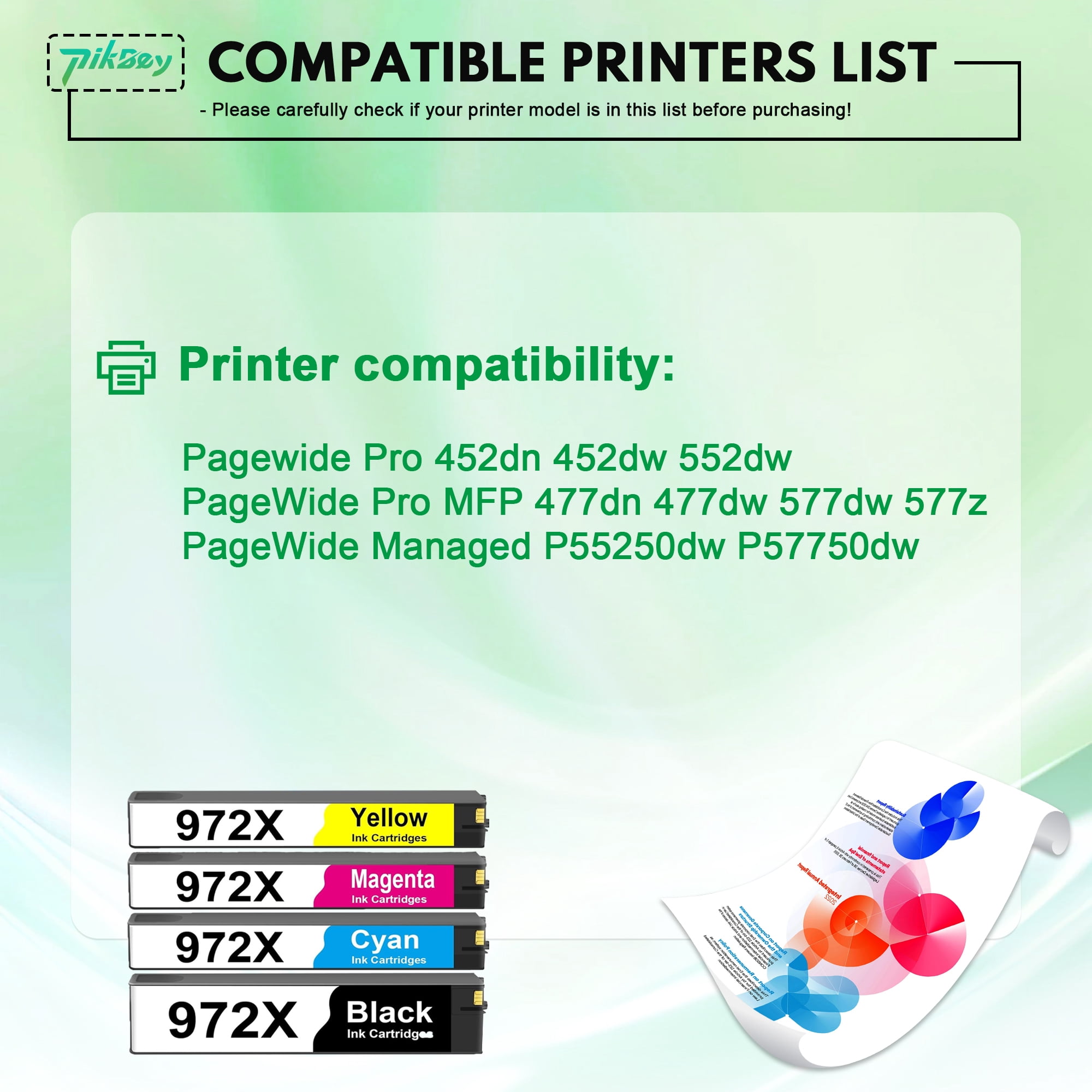 972X Ink Cartridges Combo Pack (4 Pack) - Compatible for HP972X Ink / 972 Ink Cartridges, Works with 972X Cartridge Printers