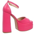 thumbnail image 3 of Soda Women's Faux Leather High Platform Chunky Block Ankle Strap Heel, Pink, 5.5 M US, 3 of 5