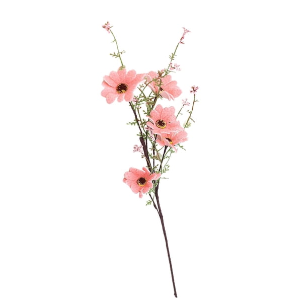 Ramo de boda de margaritas artificiales, relleno para jarrón con 5 cabezas, regalo floral DIY Rosado