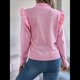 thumbnail image 5 of Suéteres de Mujer, Suéter de Cuello Redondo con Volantes, Larga, Color Liso, Holgados, para Invierno 2025. Rosa M, 5 of 9