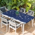 thumbnail image 2 of Navy Blue Christmas Table Cloths for 4 Foot Rectangle Tables, Xmas Snowflake Ball Winter Snowflake Patio Waterproof Elastic Fitted Tablecloths, Washable Rectangular Table Cover for Camping, 2 of 8