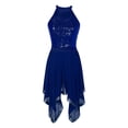 thumbnail image 3 of DPOIS Womens Asymmetrical Dance Dress Hem Mesh Lyrical Dance Costume Navy_Blue L, 3 of 7