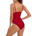thumbnail image 3 of Trajes de Baño Mujer Traje de Baño Para Mujer, Monokini de Cintura Alta, Cruzado En La Parte Delantera, Con Lazo En La Espalda, Cómodo y Elegante, Para Playa y Piscina, Talla 60, 3 of 4