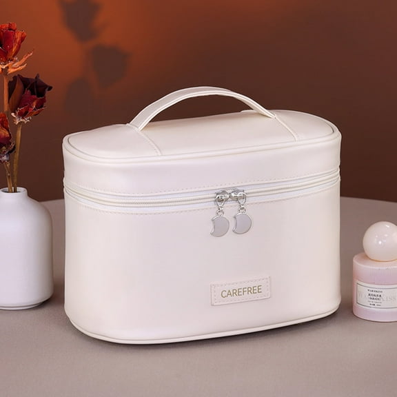 Ellipse Makeup Bag Premium Travel Cosmetic Organizer with Mesh Compartments, Detachable Brush Holder & Waterproof PU Material