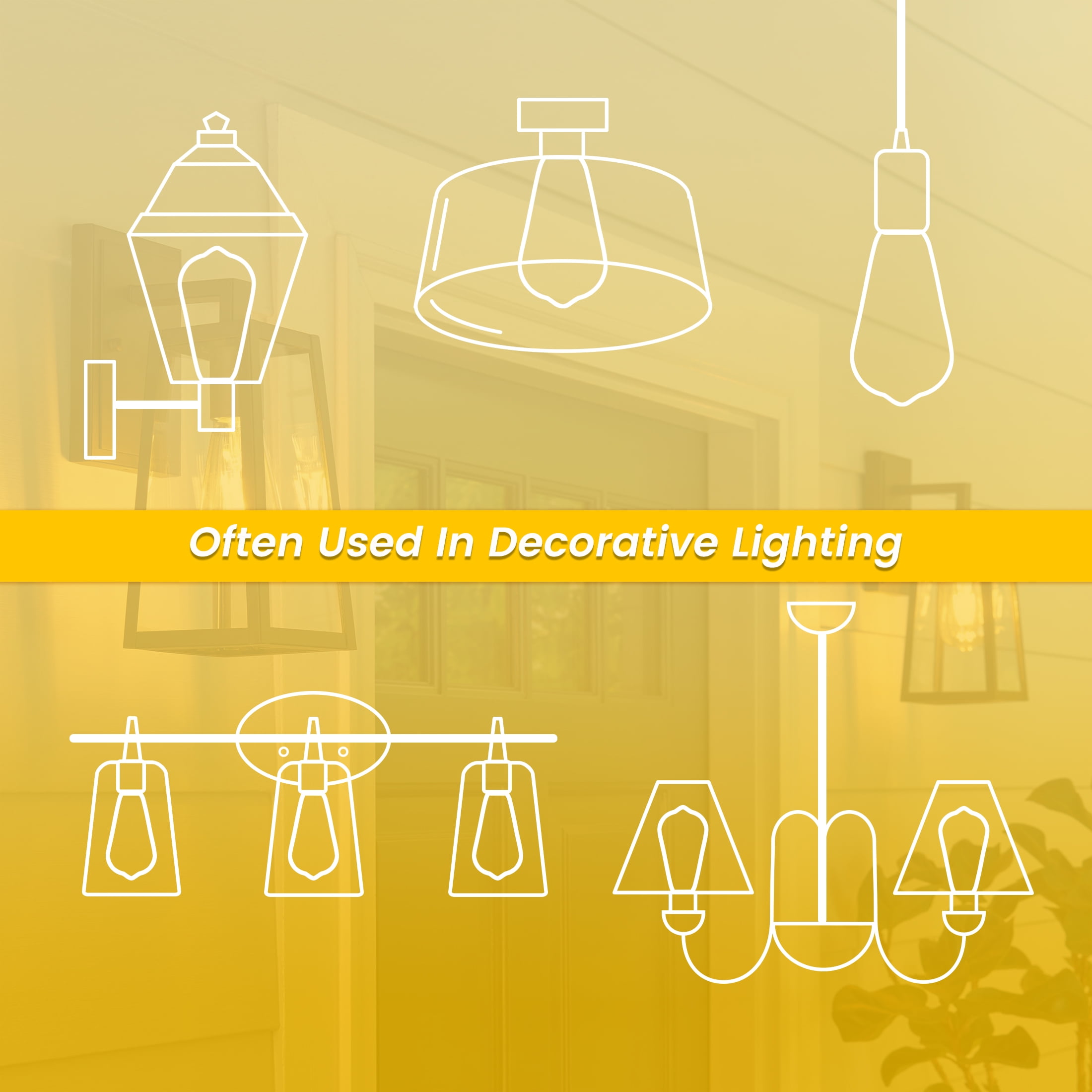 Great Value ST19 Vintage LED Light Bulb, 5-Watt (60W Equivalent), Soft White, Dimmable, E26, 16 Pack