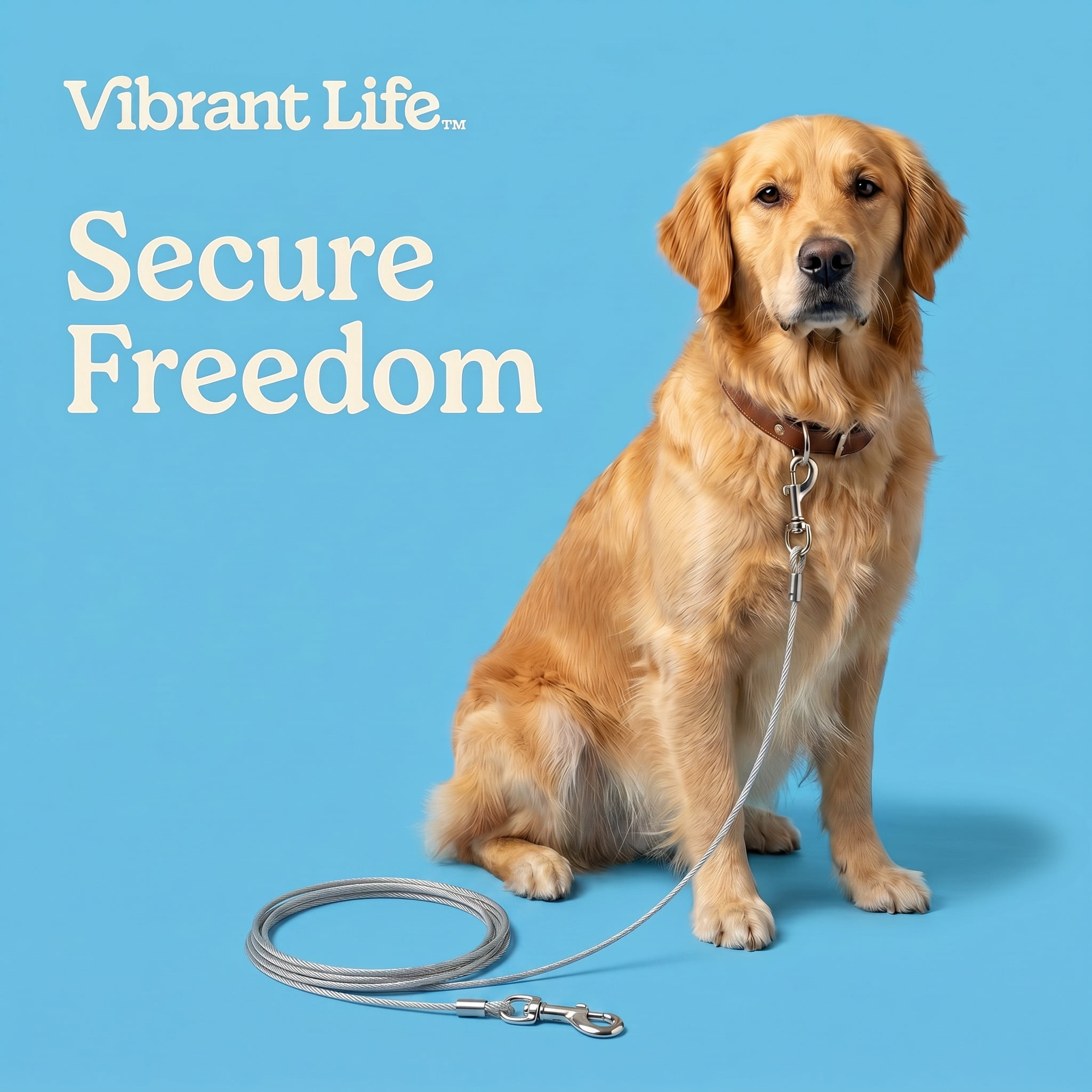 (2 pack) Vibrant Life Ultra Durable Reflective Vinyl-Covered Tie-Out Cable for Dogs, L, 25'