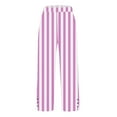 thumbnail image 7 of Yeaiivve Womens Cotton Linen Straight Leg Pants Trendy Casual Striped Pants Elastic Waist Comfy Lounge Pants with Pockets Pink M, 7 of 7