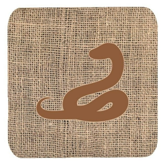 Snake Burlap and Brown Foam Coasters, Set - 4