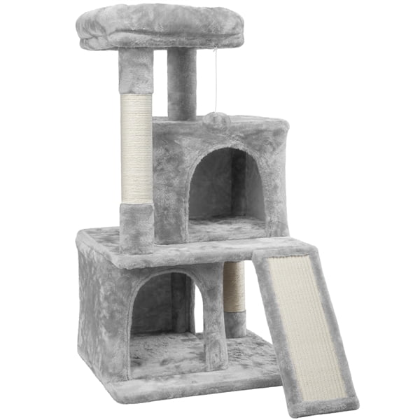 3 Tiers Multilevel Cat Tower Cat Tree with Condos Light Gray Walmart
