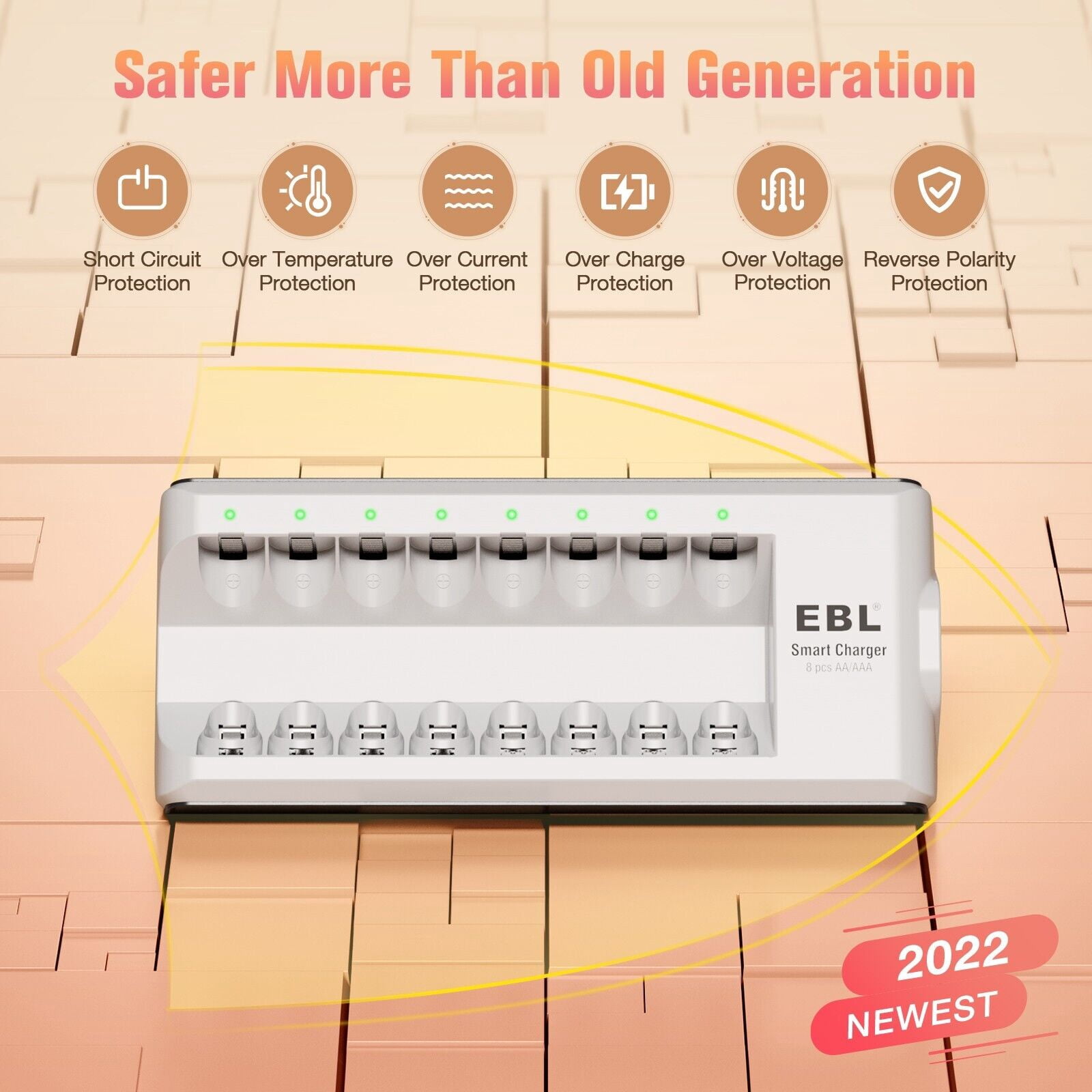 EBL 8 Slot Individual LED Battery Charger for AA AAA Rechargeable Batteries