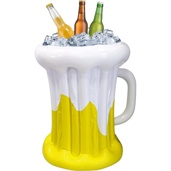 4E's Novelty Inflatable Beer Cooler for Pool Parties – Floating Ice Bucket, Aloha Party Decorations