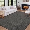 thumbnail image 6 of Garvee 9'x12' Large Area Rugs Braided Print Rug, Machine Washable Indoor Rug Non-Slip Low Pile Farmhouse Solid Carpet for Bedroom, Living Room, Dining Room Office, Gray Brown, 6 of 10