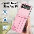 thumbnail image 4 of Funda plegable para Samsung Galaxy Z Flip 3 5g, con correa para el hombro, de cuero, color rosa, 4 of 5