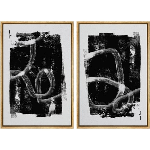 IDEA4WALL Framed Canvas Print Wall Art Set Elegant Green Wilderness Landscape Fine Art Nature Field Scenery Digital Art Wall Decor Minimal Bohemian Artwork for Home Decor - 24"x36"x2 Natural