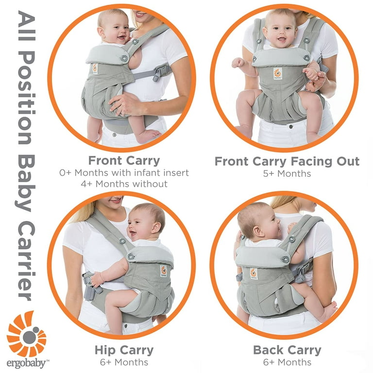 Ergobaby Omni 360 All Carry Positions Baby Carrier Newborn to Toddler with  Lumbar Support - Pearl Gray - 7-45 lbs