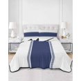 thumbnail image 2 of Quilts Twin Size Bedding Set, Blue Solid Color Texture Lightweight Quilted Comforter, Simple Blue Pattern Soft Reversible Bedspread Coverlet with Pillow Covers for All Season, 68" x 86", 2 of 7