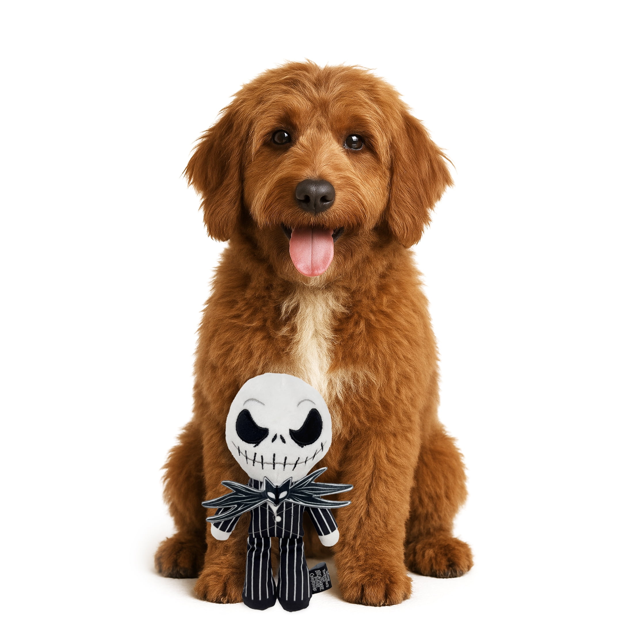 Disney The Nightmare Before Christmas Jack Skellington Plush Dog Toy, Squeaky Dog Toys with Built-In Crinkle