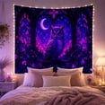 thumbnail image 2 of Great Horned Owl in Gothic Stained Glass Night Sky, Mystical Gothic Style for Owl Lovers, Nocturnal Wall Art, Halloween Gift, Tapestry Wall Hanging for Bedroom and Dorm, 2 of 7