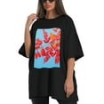 thumbnail image 4 of Plus Size Shirt for Women Oversized Black Tops for Women Short Sleeves Shirt for Women Red Sumac T Shirt Crewneck Shirt for Women M, 4 of 5
