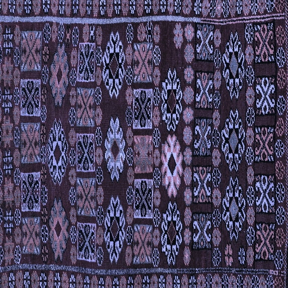 Ahgly Company Machine Washable Indoor Square Southwestern Blue Country Area Rugs, 7' Square