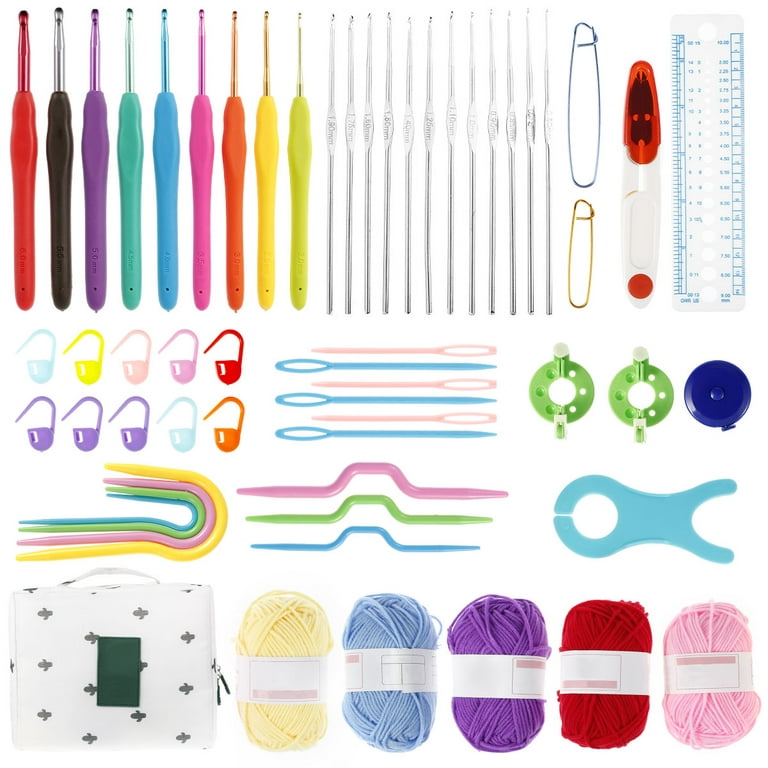 Incraftables Crochet Hook Set with Case 100pcs with Needles, Scissors, Ruler, Head Pin & Accessories