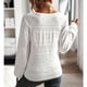 thumbnail image 5 of Suéter suelto para mujer lavado a máquina mangas largas patrón exquisito transpirable cuello en V suéter de punto para la vida diaria para el trabajo de oficina ANGGREK Otros, 5 of 6