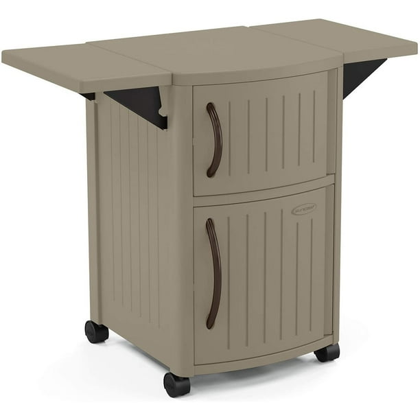 Suncast Portable Outdoor Patio Prep Serving Station Table Cabinet Dark Taupe Com Suncast Portable Outdoor Patio Prep, Outdoor Serving Station Patio Cabinet