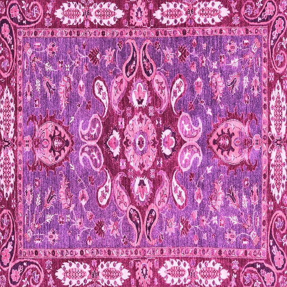 Ahgly Company Indoor Square Geometric Pink Traditional Area Rugs, 7' Square