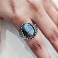 thumbnail image 4 of Labradorite Mans Ring, Natural Blue Fire Labradorite, Unisex Ring, Silver Jewelry, 925 Silver Ring, Birthday Gift, Heavy Men Ring, Arabic Design, Ottoman Style Ring, Christmas, Turkey Mens Signet Ring, 4 of 8