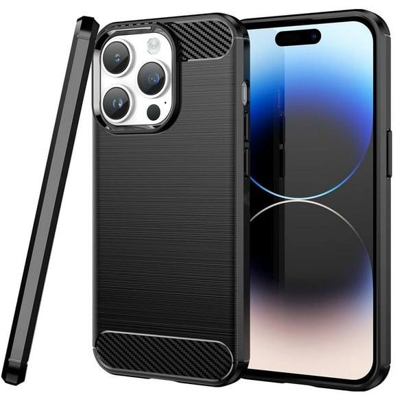 CoverON For Apple iPhone 16 Pro Phone Case, Slim Lightweight TPU Minimal Cover Carbon Fiber, Black