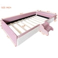 thumbnail image 2 of Harper & Bright Designs Twin Size Floor Daybed with Stairs, Velvet Upholstered Daybed Frame with Lift-Up Side Storage, Low Platform Bed for with Padded Guardrails, Pink+White, 2 of 17