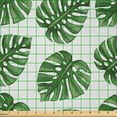 thumbnail image 2 of Ambesonne Green Leaf Fabric by the Yard Microfiber, Palm Leaves Nature, 2 Yards, White and Green, 2 of 2