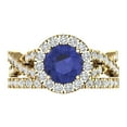 thumbnail image 2 of 1.92 ct Brilliant Round Cut Tanzanite 18K Yellow Gold Halo Solitaire with Accents Engagement Bridal Wedding Ring Band Set size 8, 2 of 7
