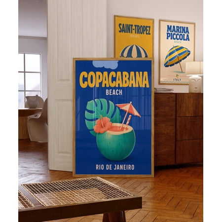 Copacabana Beach Poster, Rio De Janeiro Travel Print, Unframed Paper Poster 8x10in