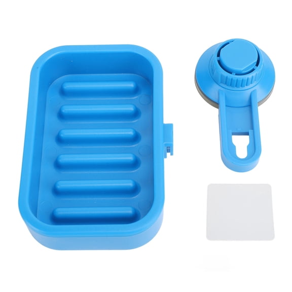 BOKYAN 3KG Suction‑Mount Soap Dish – Self‑Draining, No‑Drill, Detachable Blue Bathroom Soap Holder