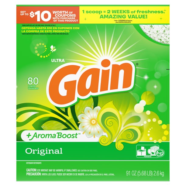 Gain Original, 80 Loads Powder Laundry Detergent, 91 oz