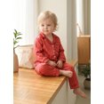 thumbnail image 6 of RUINIXCW Toddler Baby Girl Boy Silk Satin Pajamas Set Kids Spring Fall Winter PJS Set Sleepwear Striped Button Down Collar Long Sleeve Shirt Tops and Pants Set Loungewear Homewear, 6 of 7