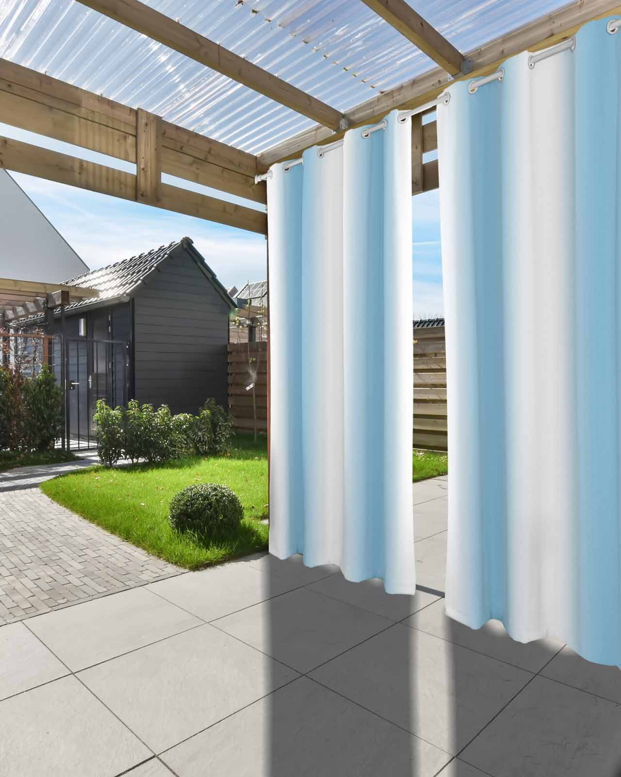 nqOlkjepod Outdoor Curtains for Patio Waterproof, Sky Blue Ombre Outdoor Privacy Panels Grommet, Farmhouse Modern Art Blackout Outside Curtains for Porch/Cabana/Pergola/Gazebo 54"x84", 1 Panel