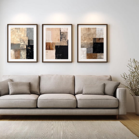 Beige Yellow Geometry Abstract Canvas Print Wall Art for Living Room Bedroom Decoration Frameless