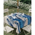 thumbnail image 3 of Square Outdoor Tablecloth with Umbrella Hole Coastal Fishes Outside Table Cloth Waterproof Patio Table Cover Blue Animal Watercolor Ocean Beige Zipper Tablecloths for Picnic Party Camping 60x60 Inch, 3 of 8
