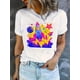thumbnail image 1 of Camiseta De Verano Para Mujer, Camisetas Suaves De Verano Para Mochilero, Viajes En La CalleWomen's Colorful Rocket Ship Print Tee - Playful Casual Short Sleeve T-Shirt, Vibrant Space-Themed Design, 1 of 5