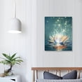 thumbnail image 4 of JEUXUS  Blue Lotus Flower Wall Art Zen Decor Spiritual Meditation Yoga Magic Pictures for Bedroom Bathroom Home Decoration Canvas Stretched and Framed Ready to Hang, 4 of 5