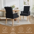 thumbnail image 3 of Fabric Upholstered Dining Chair with Arms, Tufted High Back Accent Coffee Armchair for Kitchen Dining Room Living Room, Black, 3 of 10