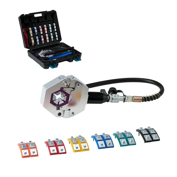 VEVOR Hydraulic Hose Crimper, Hydra-Krimp AC Hose Crimper Kit with 7 Dies Snap-On & Carrying Case, Hydraulic A/C Hoses Crimping Tool for Automotive & Air Conditioning Repair (Split with Manual Pump)